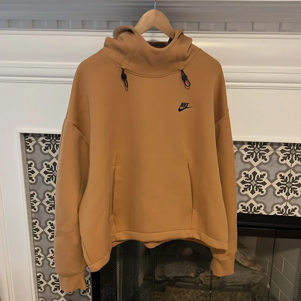Nike Sportswear Tech Fleece Women's Oversized Hoodie Pullover Flax Black XL - Picture 5 of 7